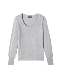Pull col rond décolleté fentes poignets en cachemire -  Givre