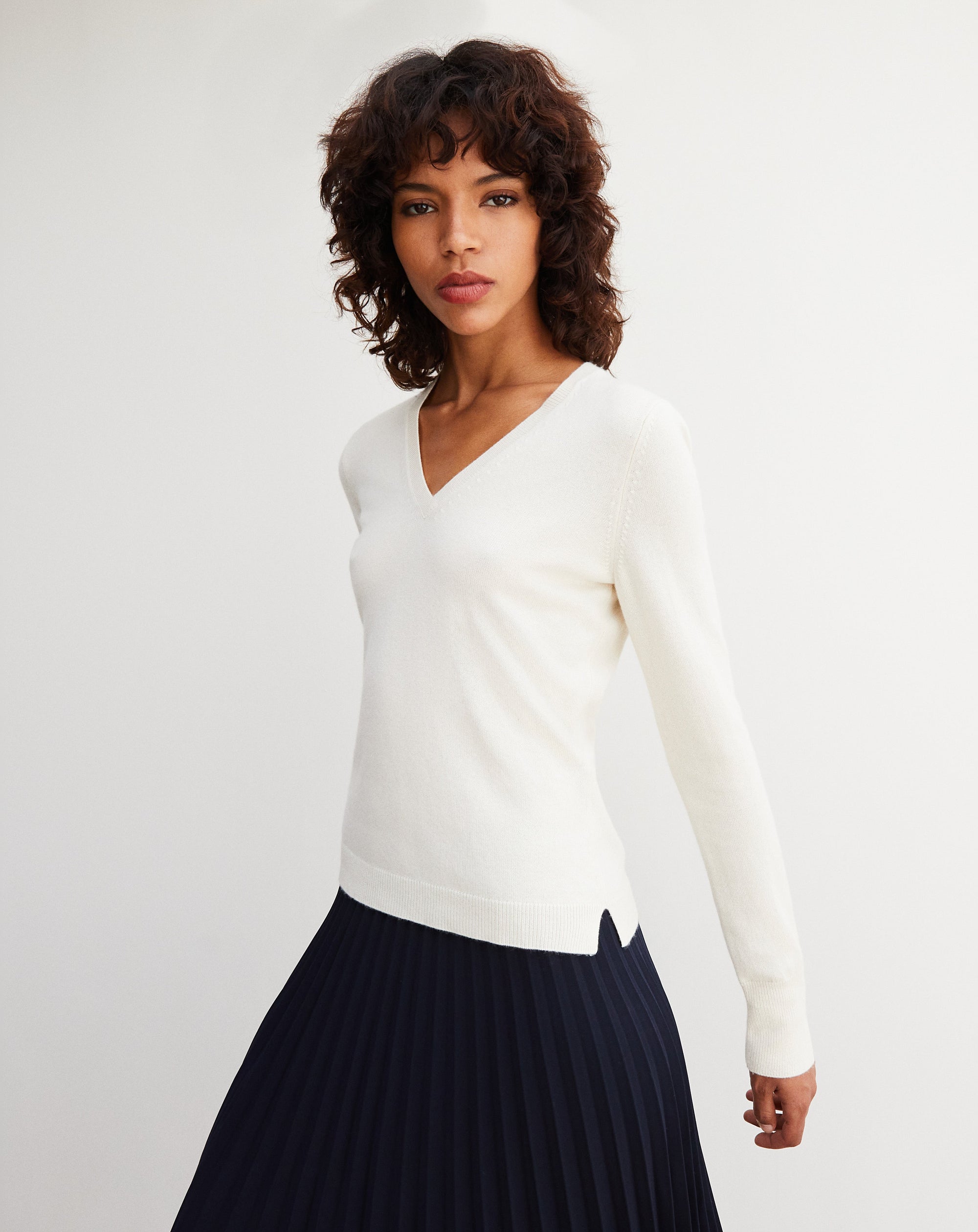 RECO75Pull V Cintré - Naturel