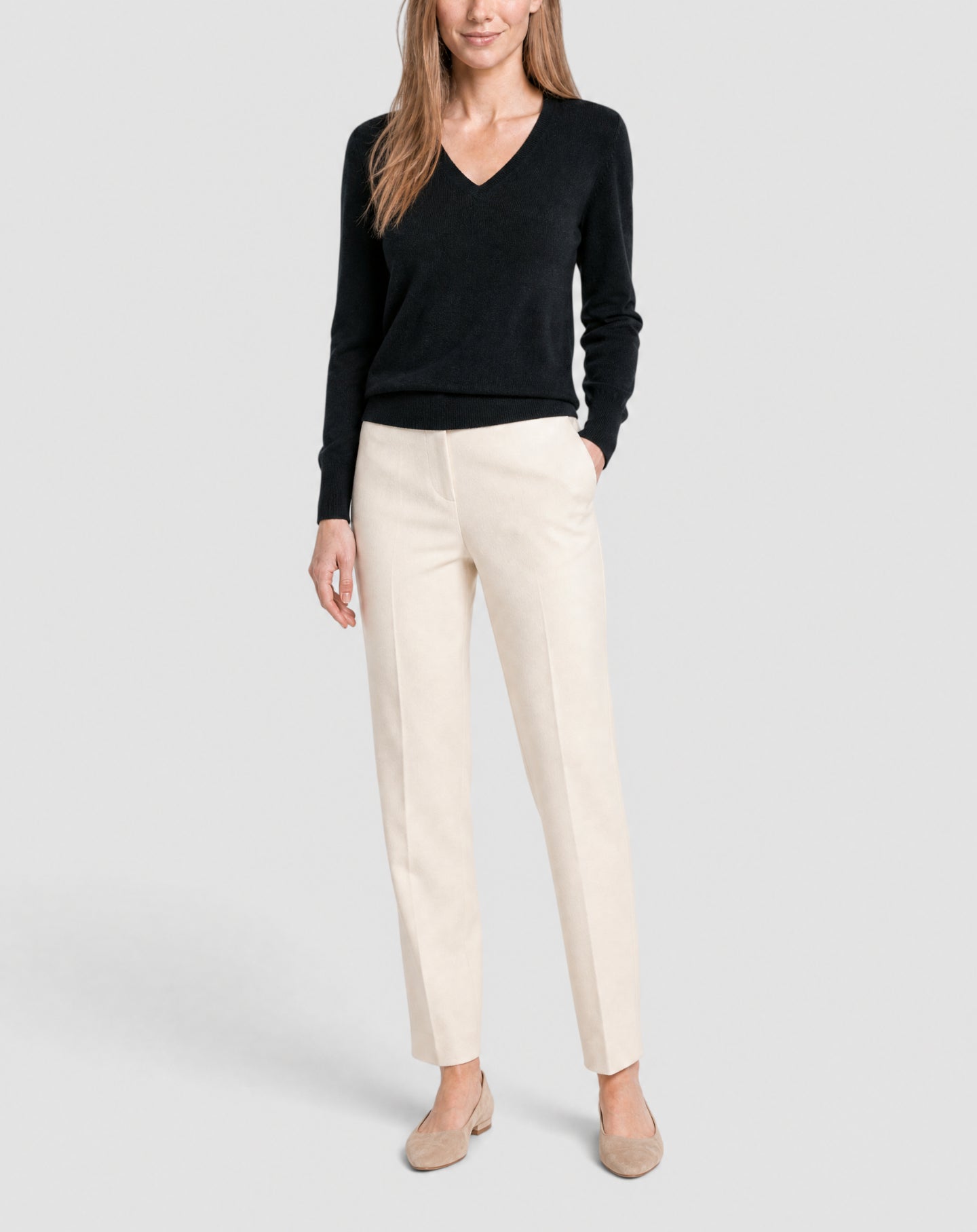 Fitted V-neck cashmere jumper - Black