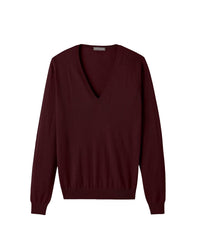 Ultra-fine V-neck cashmere jumper - Azuki
