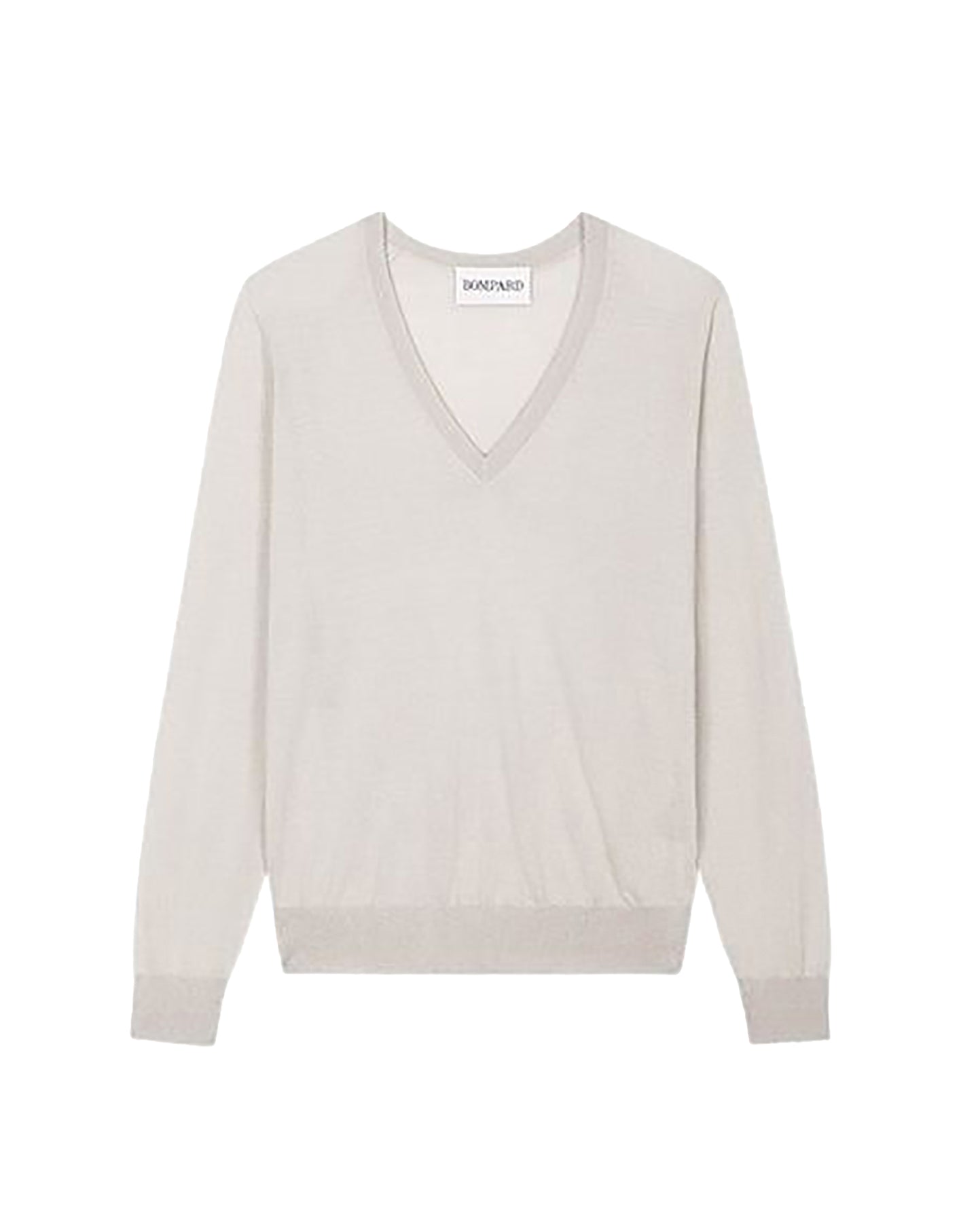 Ultra-fine V-neck cashmere jumper - Platre