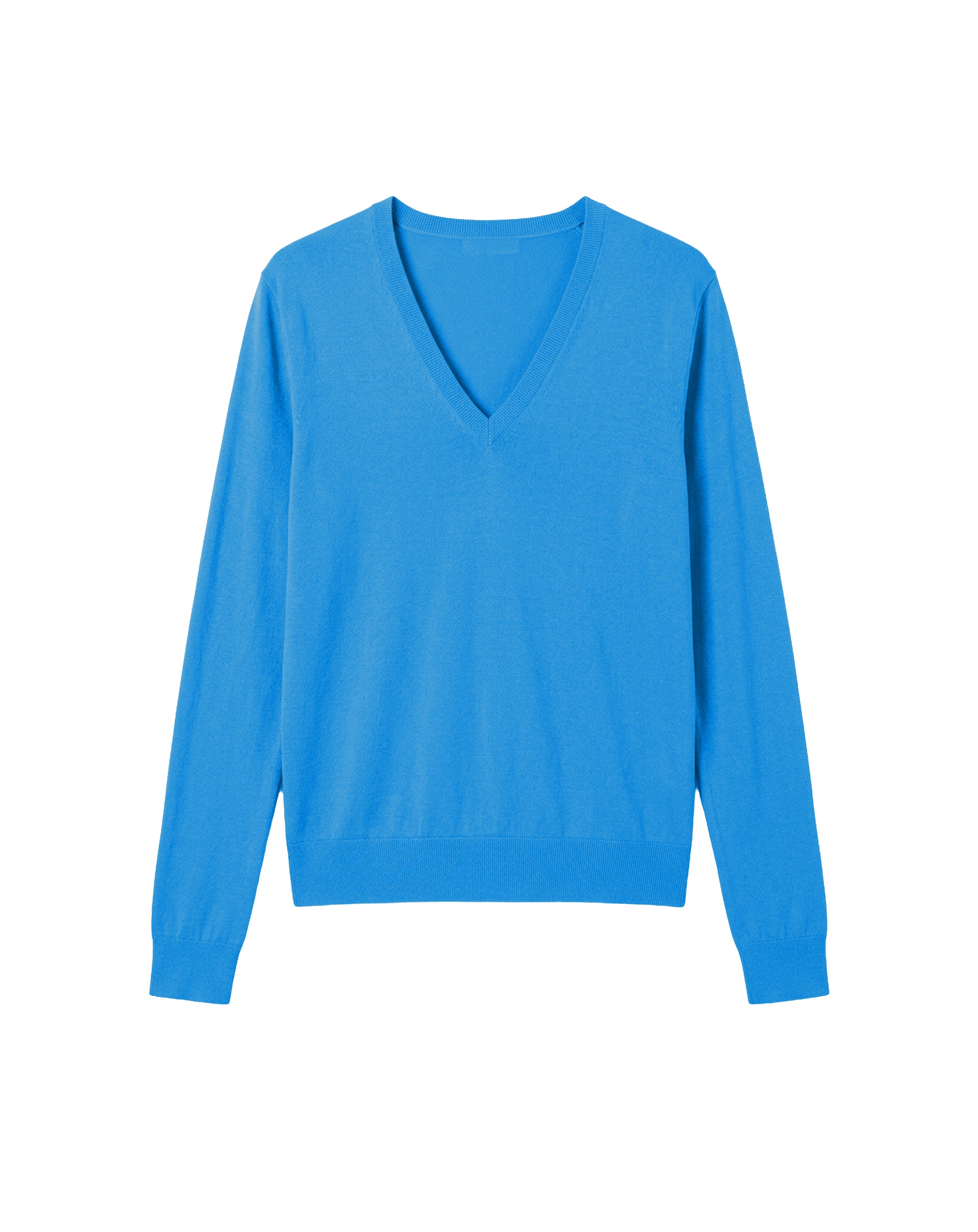 Ultra-fine V-neck cashmere jumper - Cirque Blue