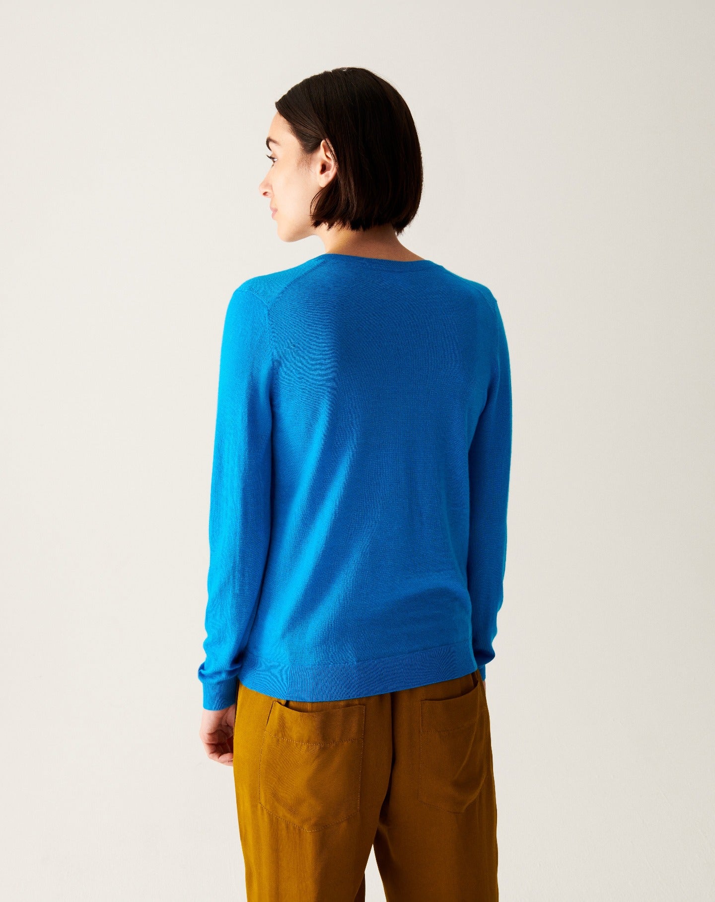 Ultra-fine V-neck cashmere jumper - Cirque Blue