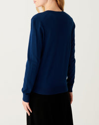Ultra-fine V-neck cashmere jumper - Lighthouse Blue