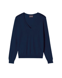 Ultra-fine V-neck cashmere jumper - Lighthouse Blue