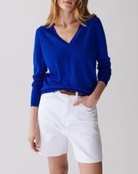 RECO110Pull Col V Ultrafin - Bleu Delphinium