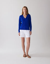 RECO110Pull Col V Ultrafin - Bleu Delphinium