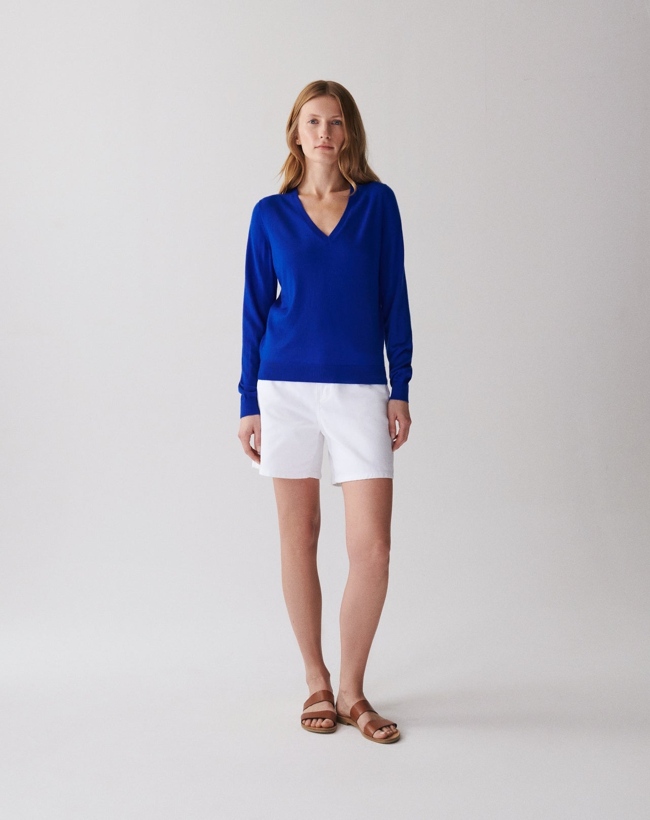 RECO110Pull Col V Ultrafin - Bleu Delphinium