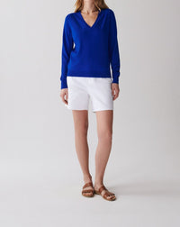 RECO110Pull Col V Ultrafin - Bleu Delphinium