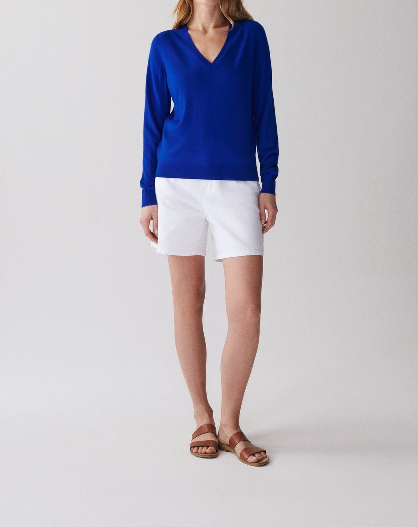 RECO110Pull Col V Ultrafin - Bleu Delphinium
