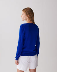 RECO110Pull Col V Ultrafin - Bleu Delphinium