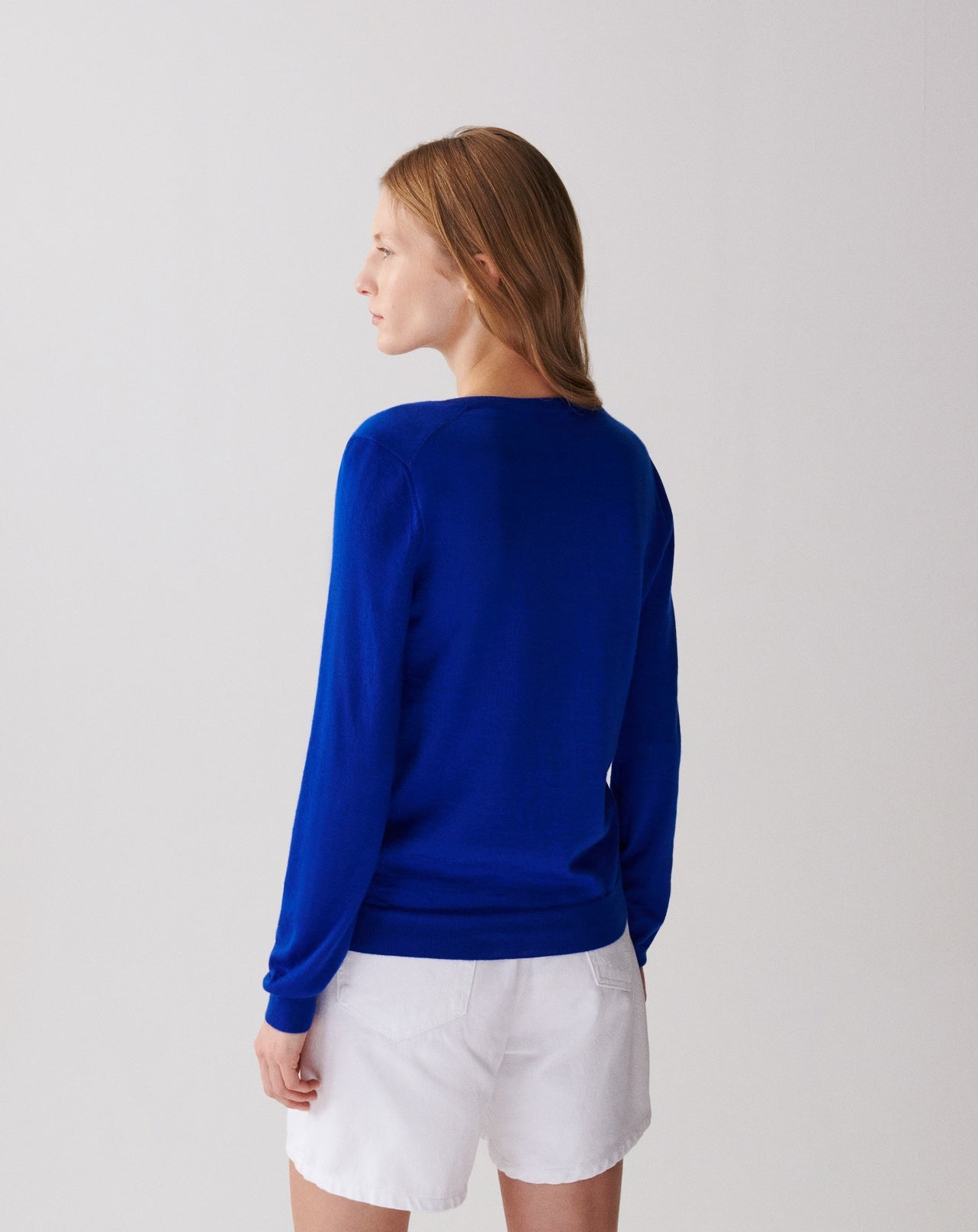RECO110Pull Col V Ultrafin - Bleu Delphinium