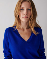 RECO110Pull Col V Ultrafin - Bleu Delphinium