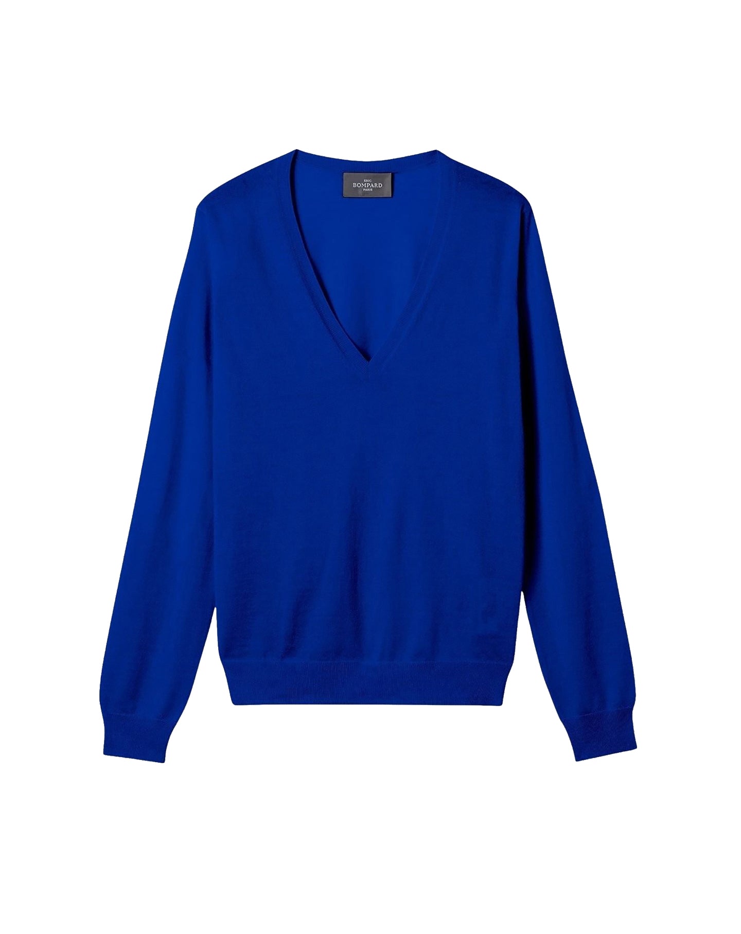 Ultra-fine V-neck cashmere jumper - Delphinium Blue