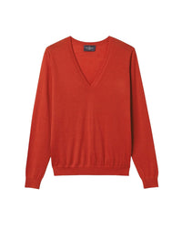 Ultra-fine V-neck cashmere jumper - Vicuna
