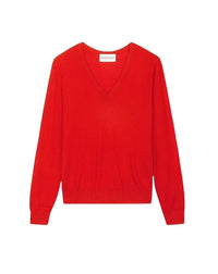 Ultra-fine V-neck cashmere jumper - Cinabre