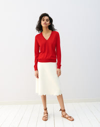 RECO110Pull Col V Ultrafin - Rouge Gorge