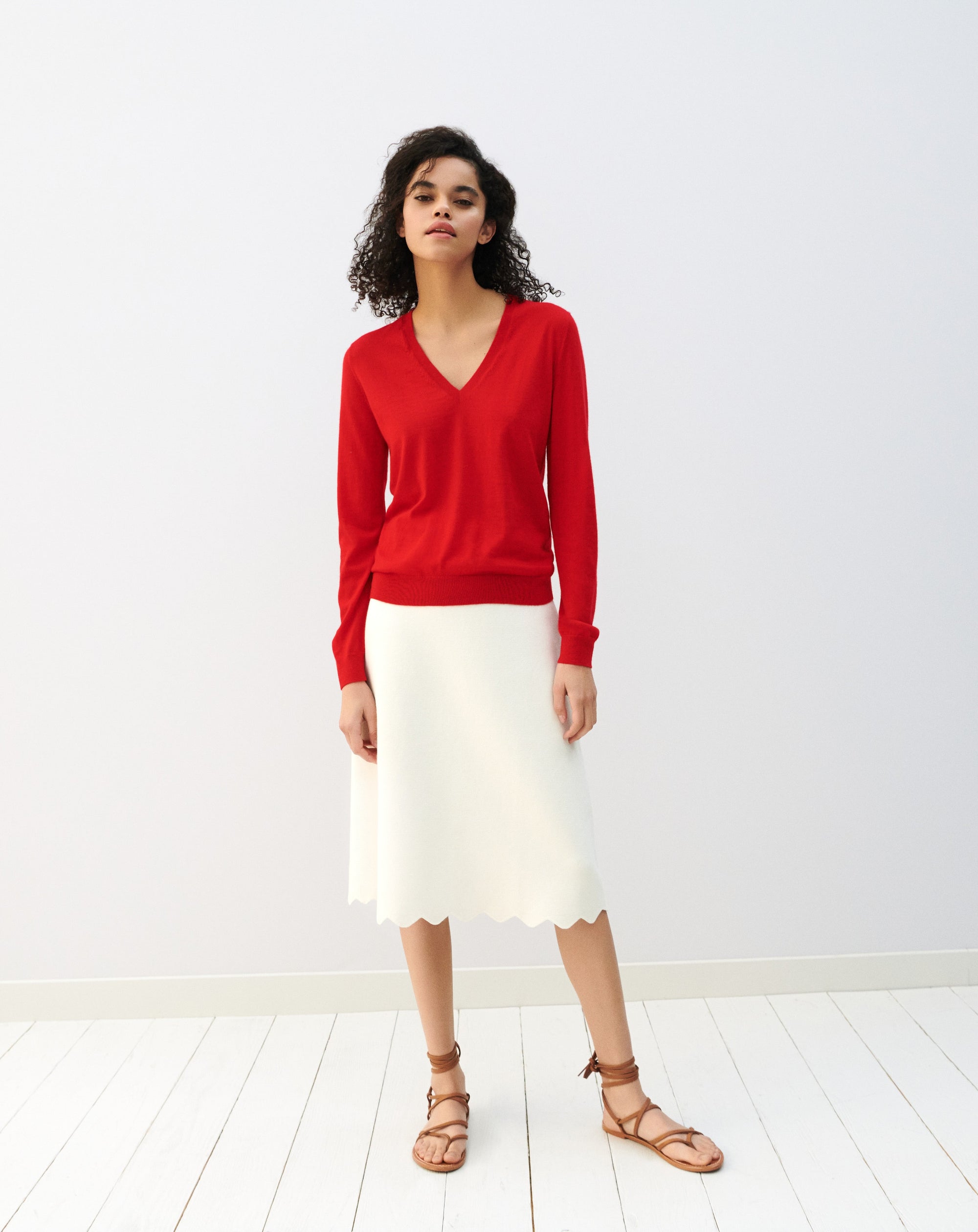 RECO110Pull Col V Ultrafin - Rouge Gorge