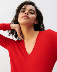 RECO110Pull Col V Ultrafin - Rouge Gorge