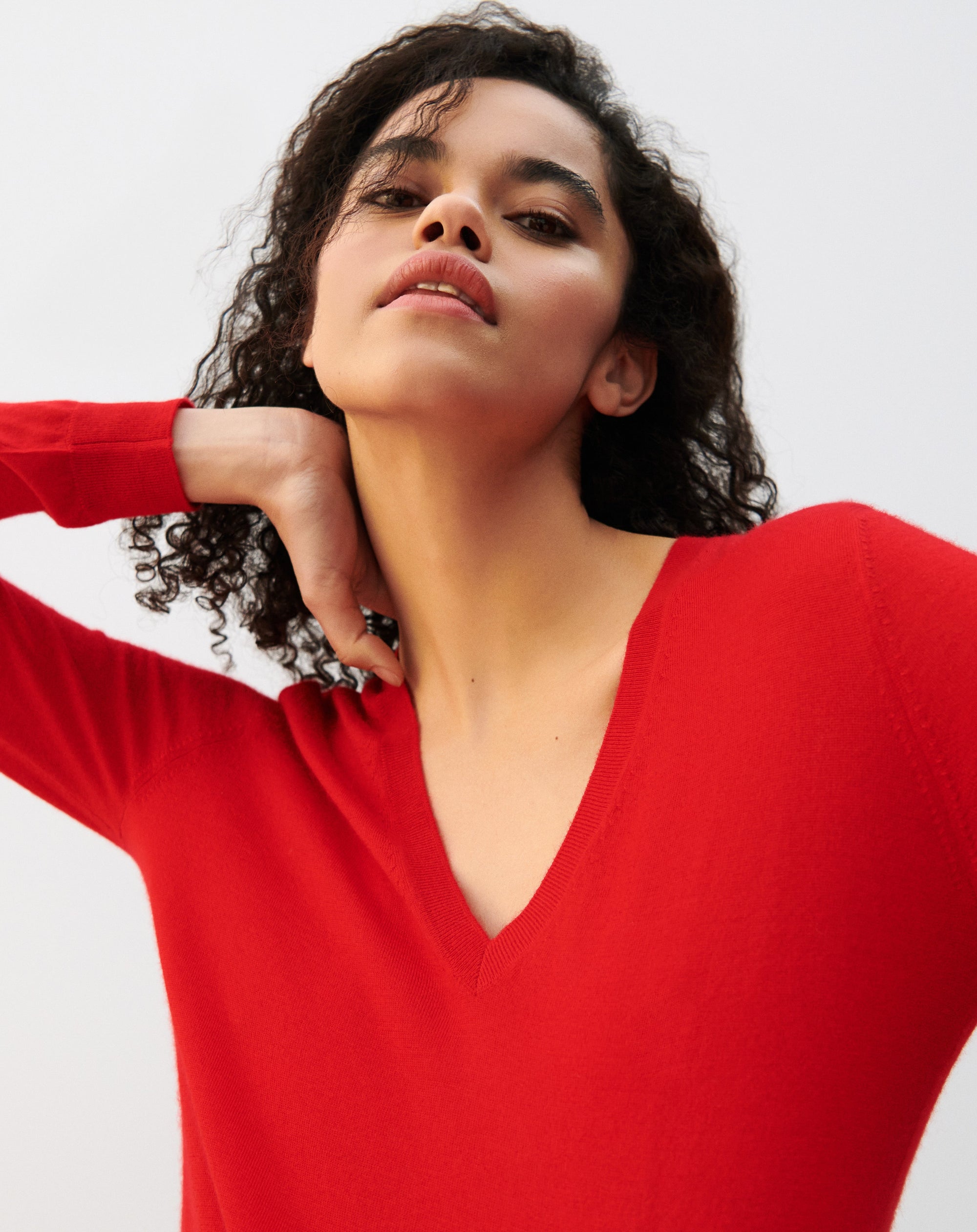RECO110Pull Col V Ultrafin - Rouge Gorge