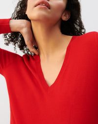RECO110Pull Col V Ultrafin - Rouge Gorge