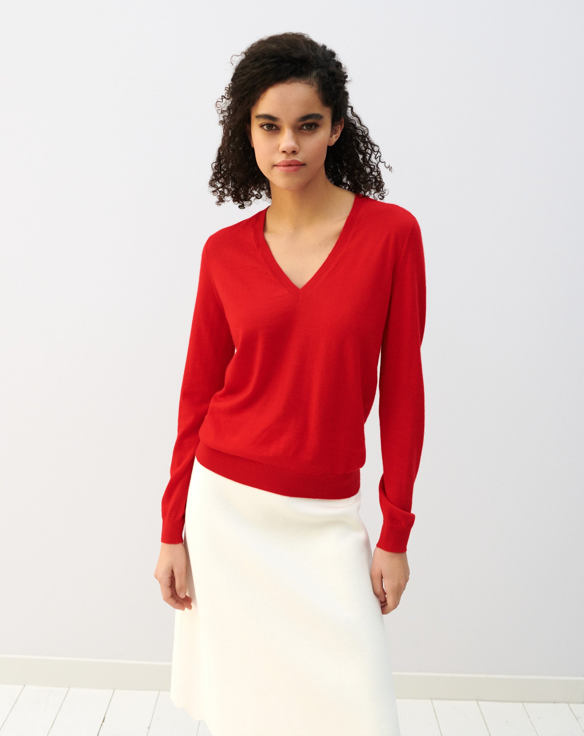 RECO110Pull Col V Ultrafin - Rouge Gorge