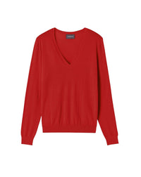 Ultra-fine V-neck cashmere jumper - Rouge Gorge