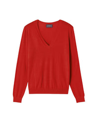 Ultra-fine V-neck cashmere jumper - College Red