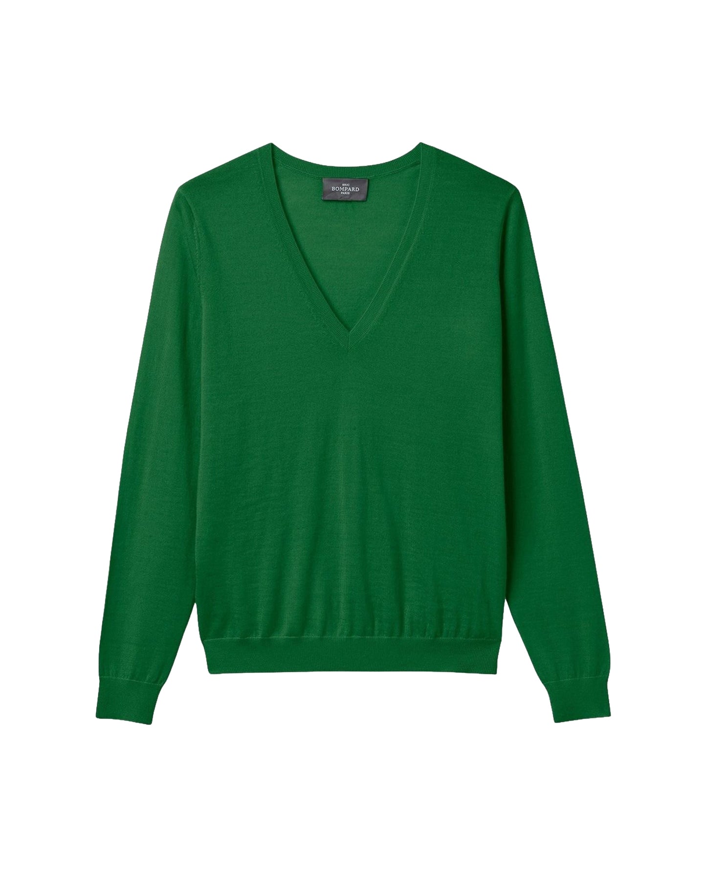 Ultra-fine V-neck cashmere jumper - Amazonian green