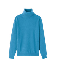 Classic cashmere roll-neck jumper - Caldero Blue