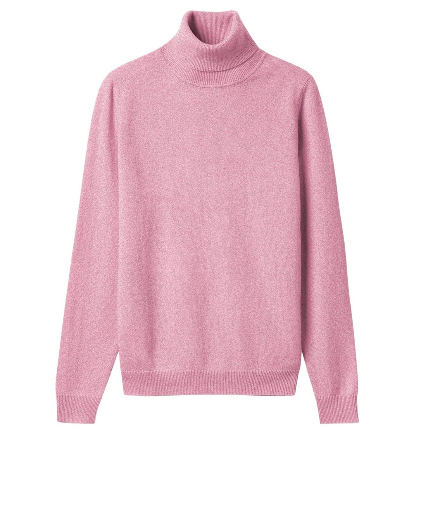 RECO115Pull Col Roulé Classique - Rose Loukoum