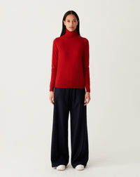 RECO115Pull Col Roulé Classique - Rouge College