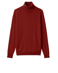 RECO115Pull Col Roulé Classique - Rouge Brique