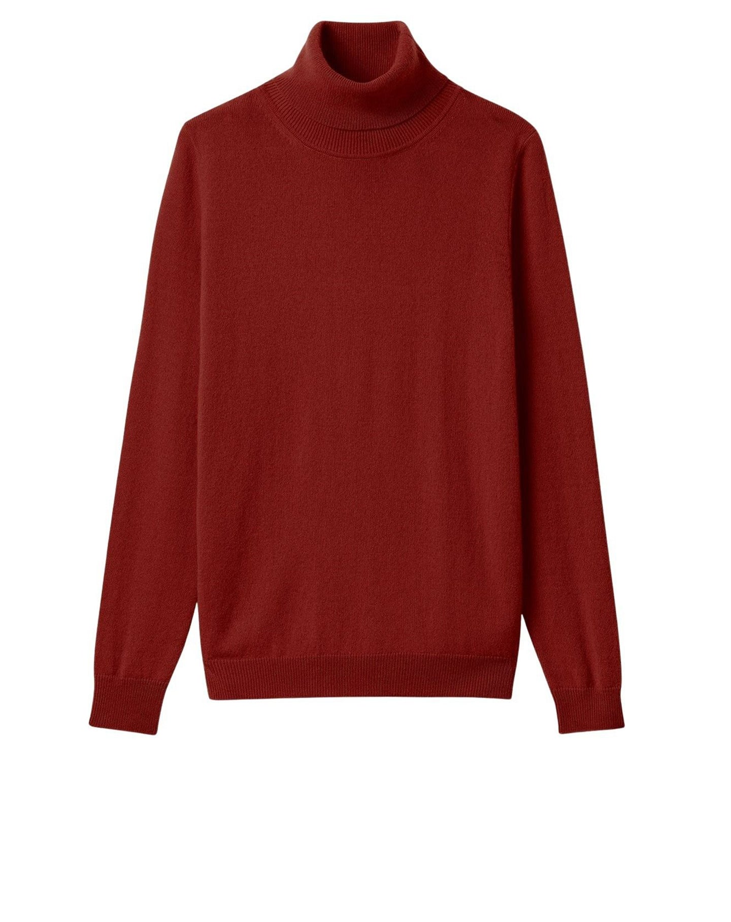 RECO115Pull Col Roulé Classique - Rouge Brique