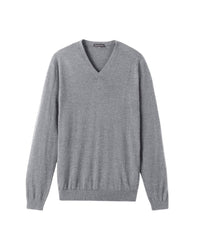 Pull col V ultrafin en cachemire -  Flanelle
