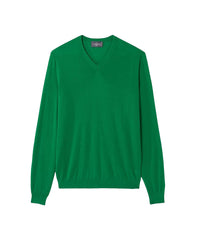 Pull col V ultrafin en cachemire -  Vert Tupper