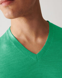 Pull col V ultrafin en cachemire -  Vert Tupper