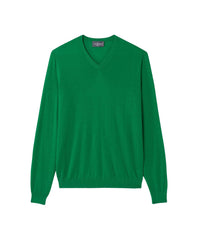 Ultra-fine V-neck cashmere jumper - Carouby Green