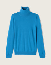 RECO115Pull Col Roulé Ultrafin - Bleu Caldero