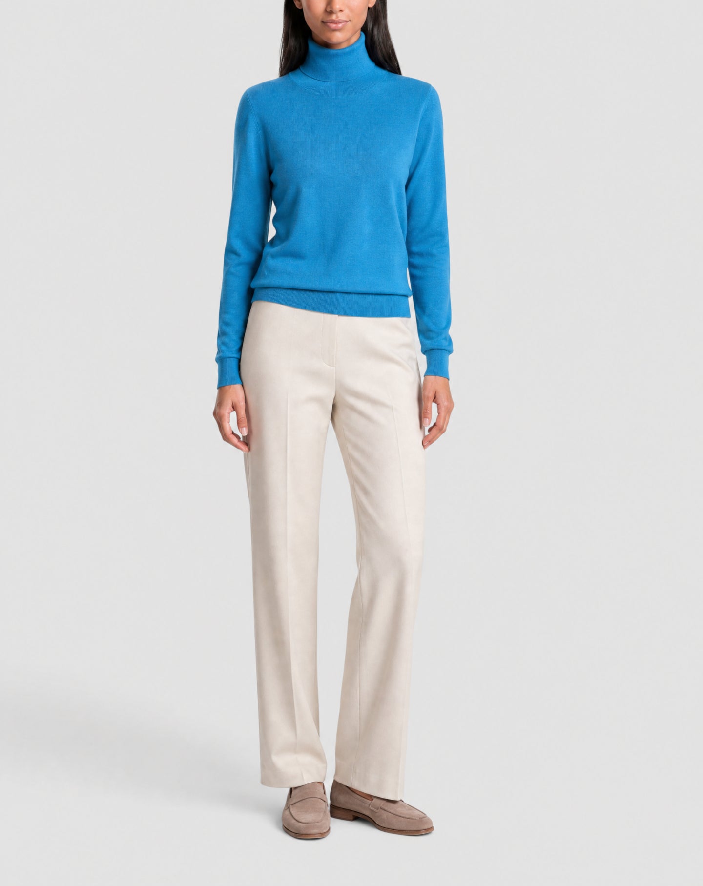 Ultra-fine cashmere roll-neck jumper - Caldero Blue