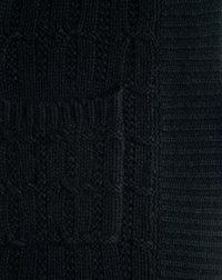 RECO380Manteau Col Châle Torsades Fantaisies - Noir