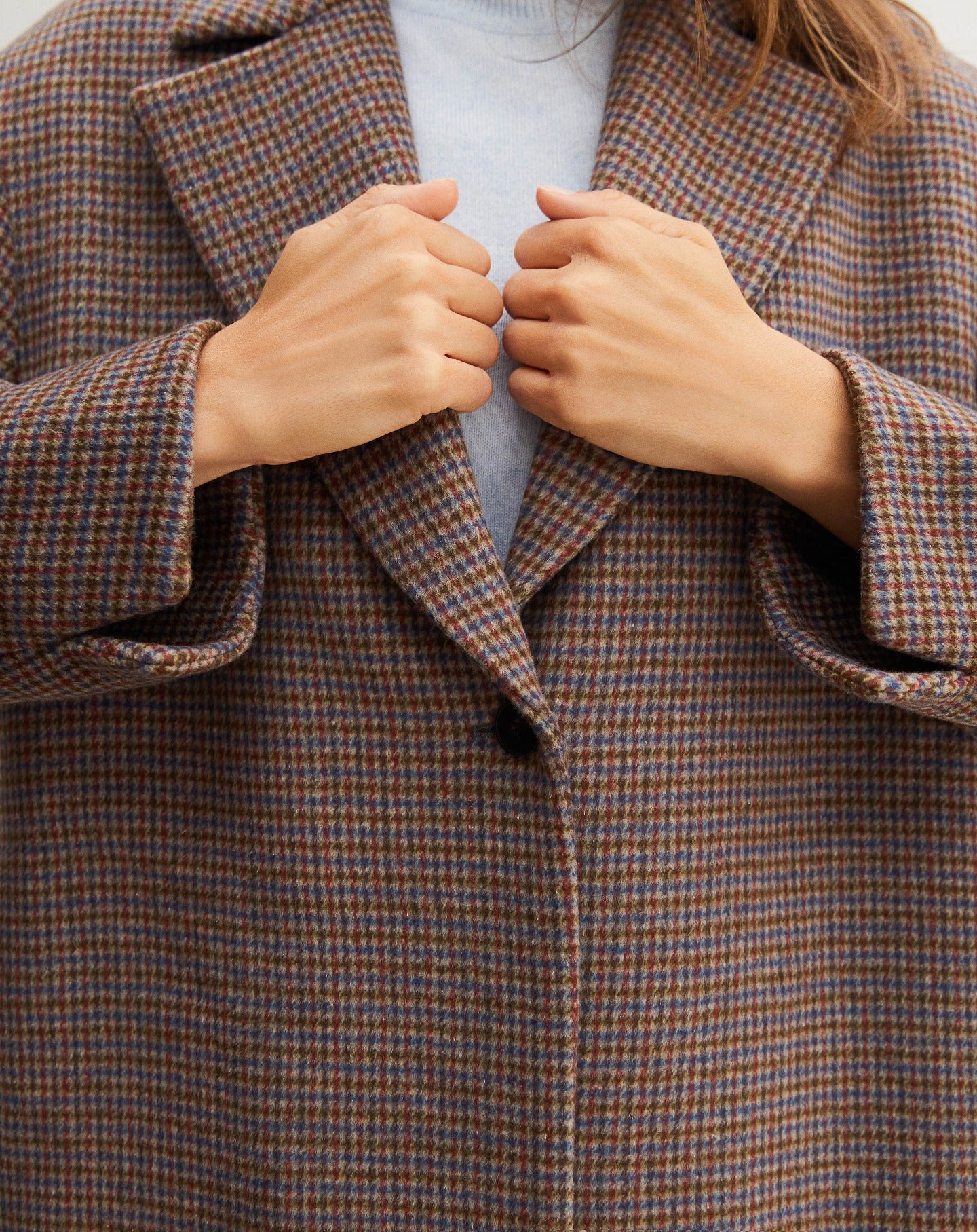 RECO325Manteau Long Double Face Tissé Tweed - Tweed Millet