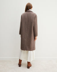 RECO325Manteau Long Double Face Tissé Tweed - Tweed Millet