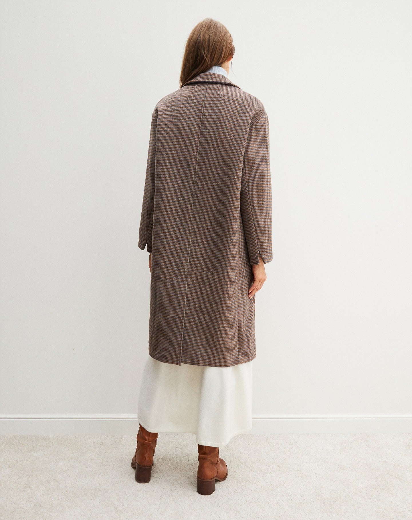 RECO325Manteau Long Double Face Tissé Tweed - Tweed Millet