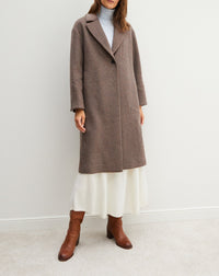 RECO325Manteau Long Double Face Tissé Tweed - Tweed Millet