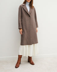 Manteau long à double face tissé tweed en laine -  Tweed Millet