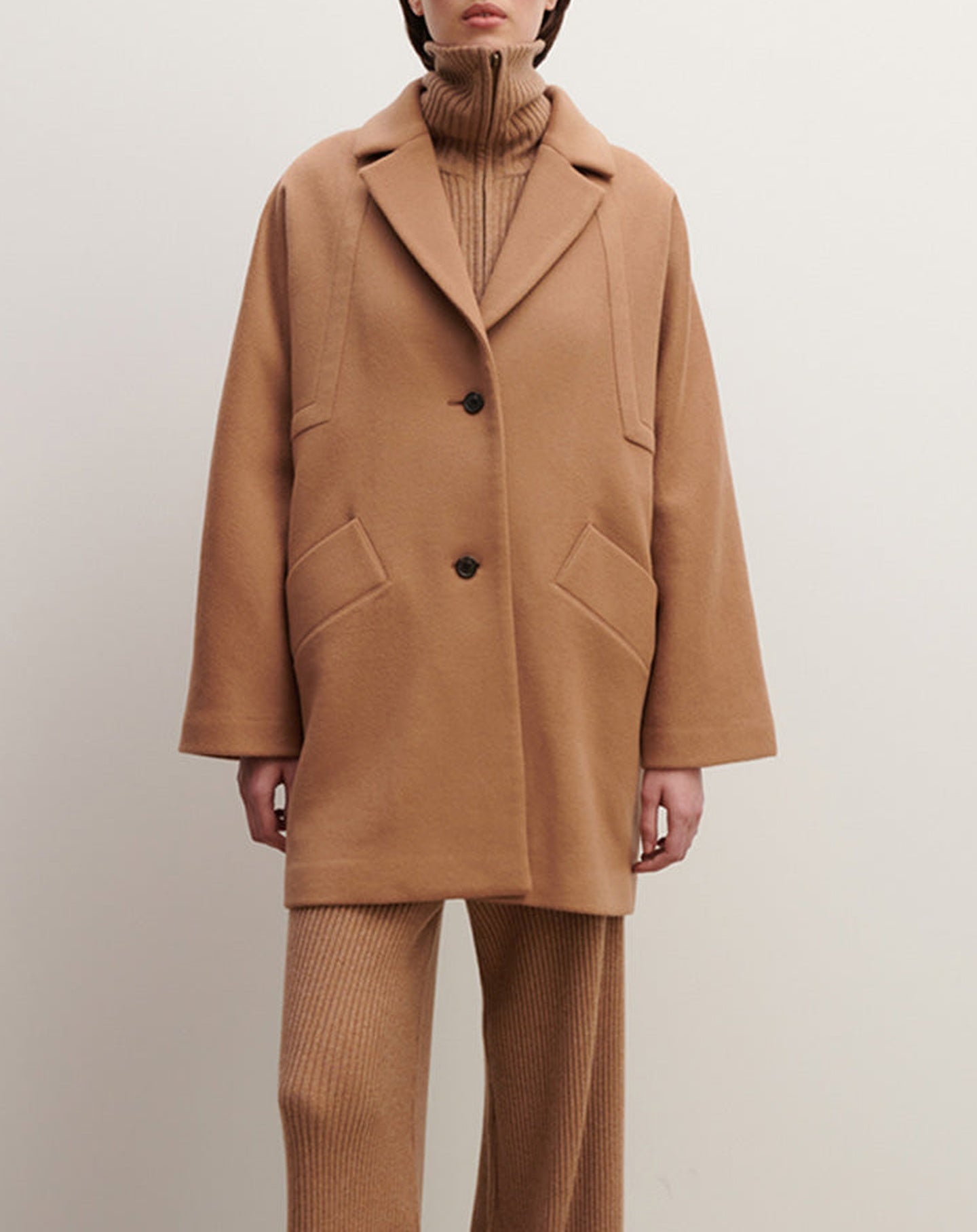 RECO595Manteau Oversize Double Face Découpes Géométriques - Marine