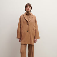 RECO595Manteau Oversize Double Face Découpes Géométriques - Marine