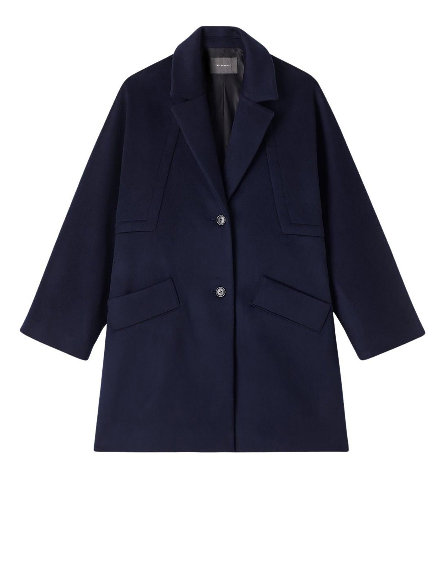 RECO595Manteau Oversize Double Face Découpes Géométriques - Marine