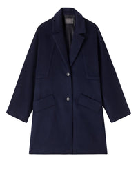 Manteau oversize à double face en laine -  Marine